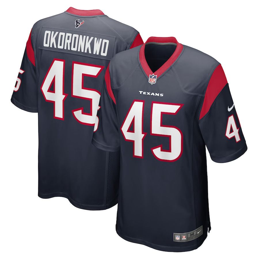 Men Houston Texans #45 Ogbonnia Okoronkwo Nike Navy Game Player NFL Jersey